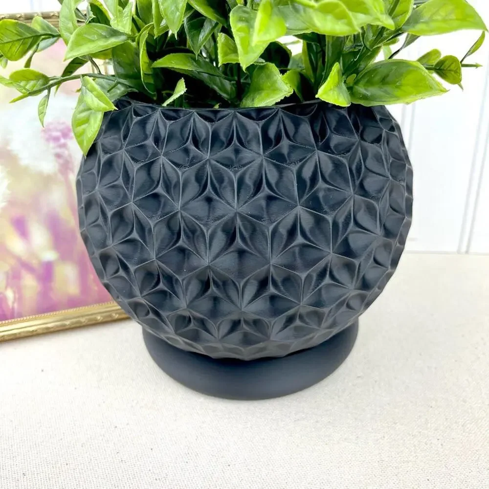 Geometric Planter, Trihex Planter Pot, Faceted Diamond Texture, Indoor Flower